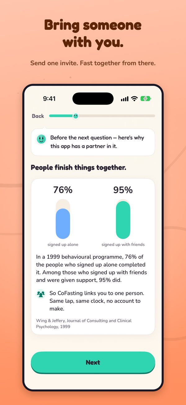 Bring someone with you: send one invite and fast together from there
